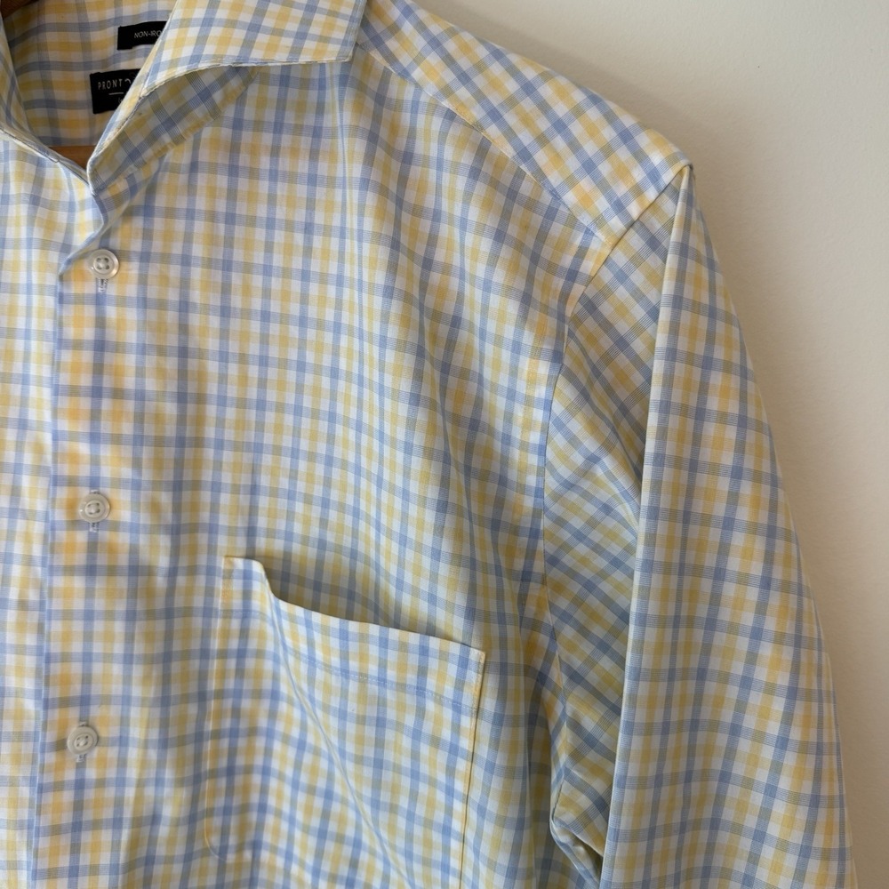 Pronto Uomo Non Iron Slim Fit Cotton Long Sleeve Dress‎ Shirt Size 15 32/33 - Picture 3 of 10
